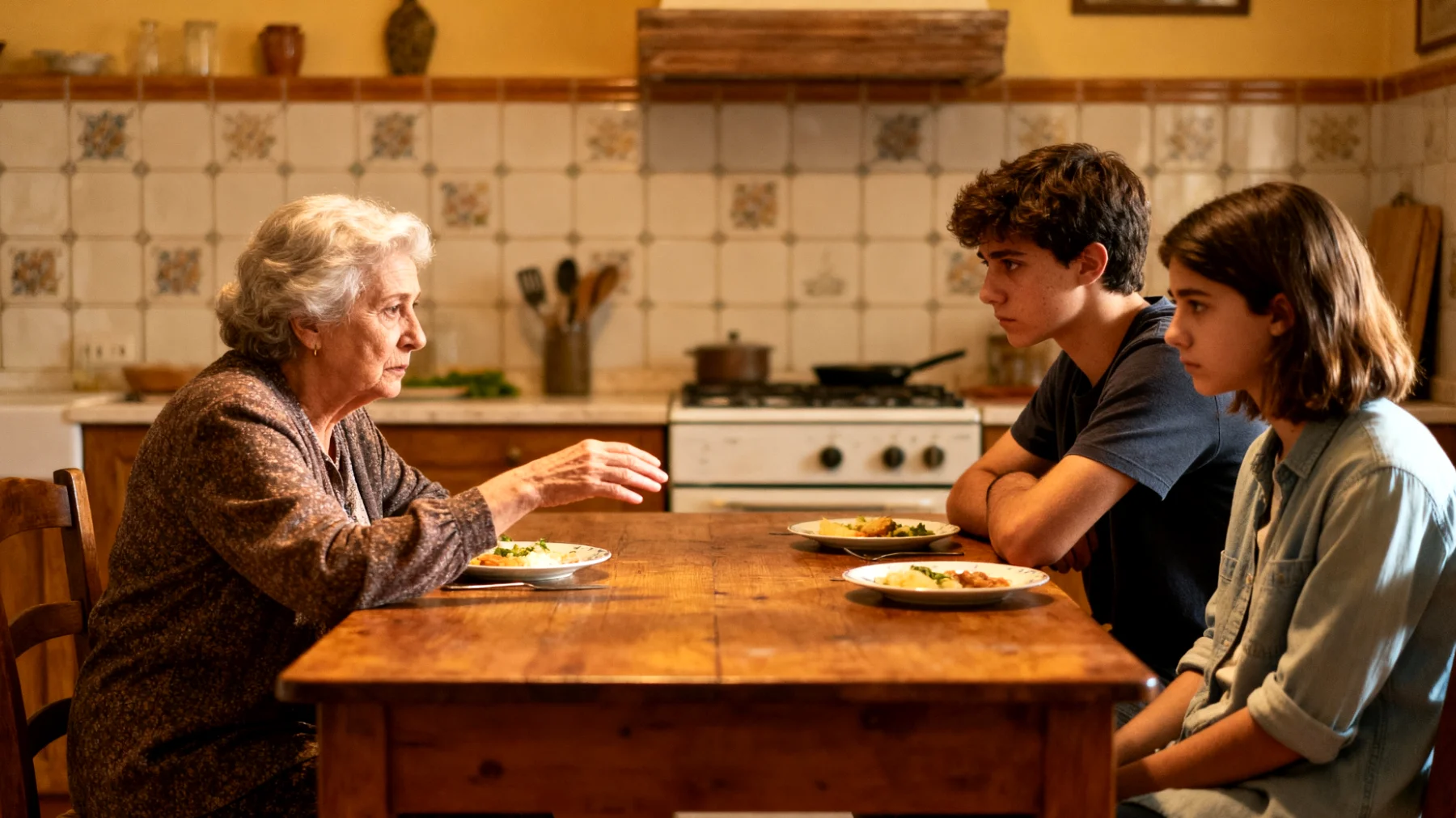 Nonna che fatica a instaurare conversazioni profonde e a esprimere affetto verbale con i nipoti giovani adulti, creando una distanza emotiva nonostante il desiderio di mantenere un legame significativo"